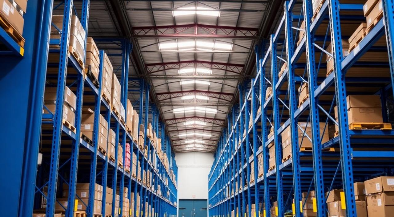 Industrial warehouse with pallet racking